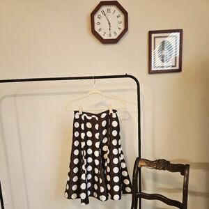 Polka Dot Midi Skirt - Brown and White